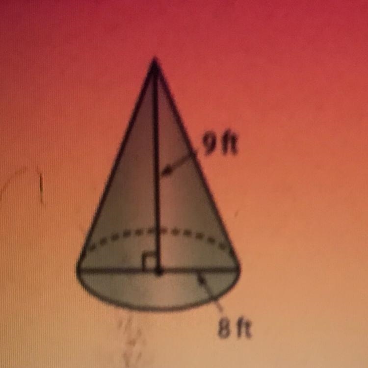 Find the volume of the cone show all your work .-example-1