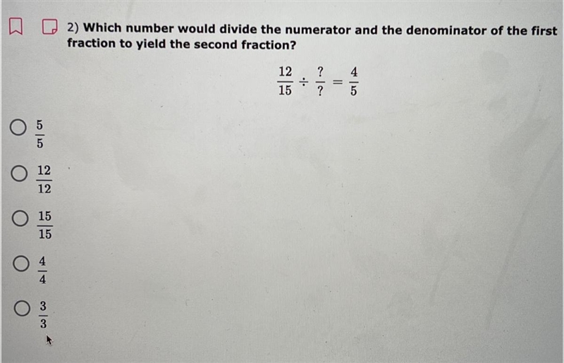 Which number would divide the numerator and the denominator of the first fraction-example-1