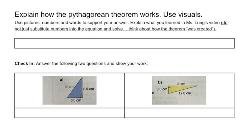 Phthagorean therom: Explain and Solve following questions-example-1