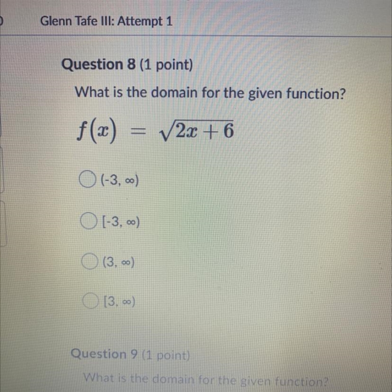 What is The domain for the given function?-example-1