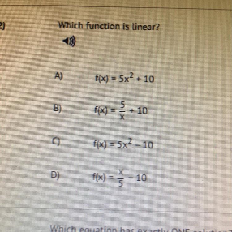 Which function is linear?-example-1