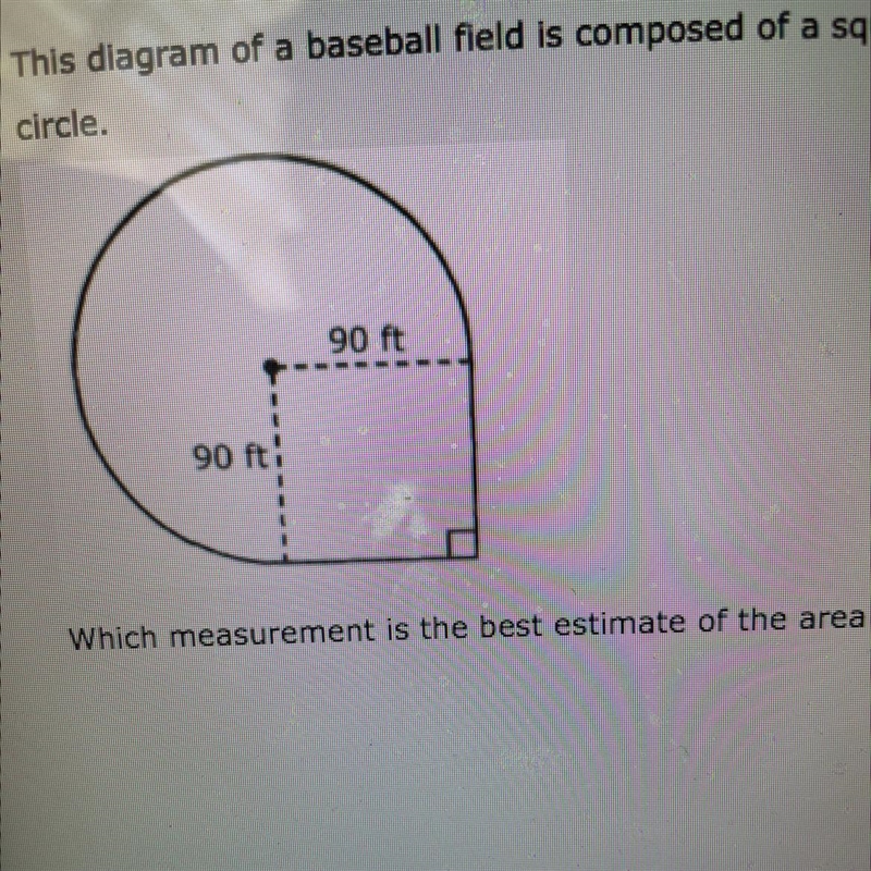 5. This diagram of a baseball field is composed of a square, a semicircle, and a quarter-example-1