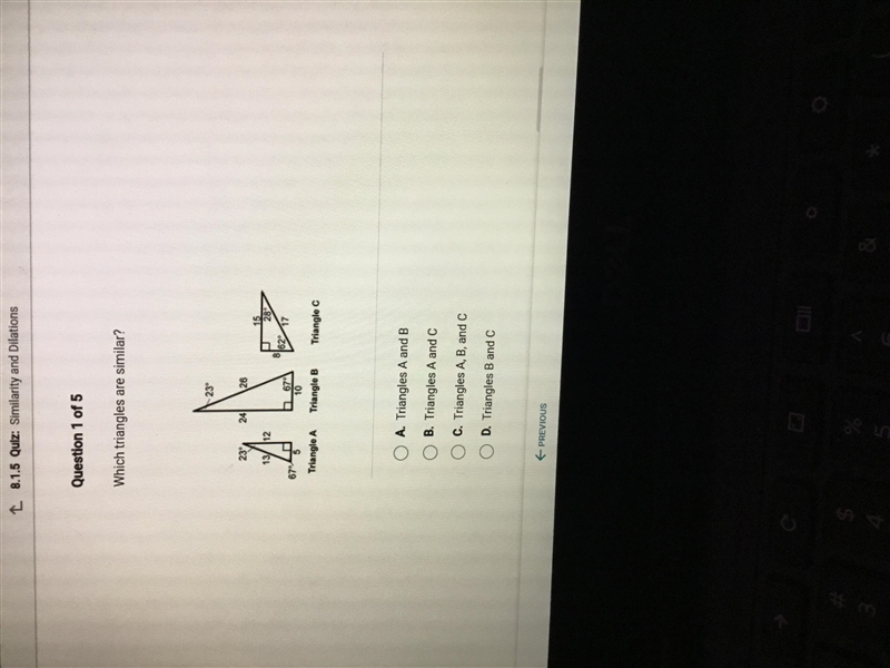 Which triangles are similar Please helpppp quickkkkk-example-1