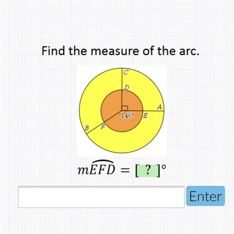 Find the measure of the arc. Second time posting this. Nobody is helping me...-example-1