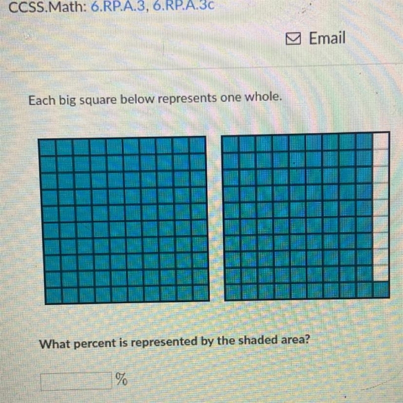 What percent is represented by the shaded area?-example-1