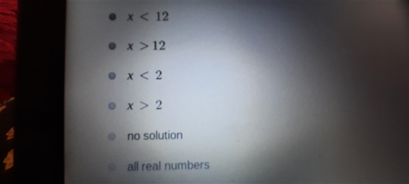 Solve 14x -8 > 10x+40 (Multiple choice... options in picture) DUE IN 5 MINUTES-example-1