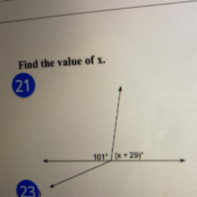 Find the value of x. 101 x +29-example-1