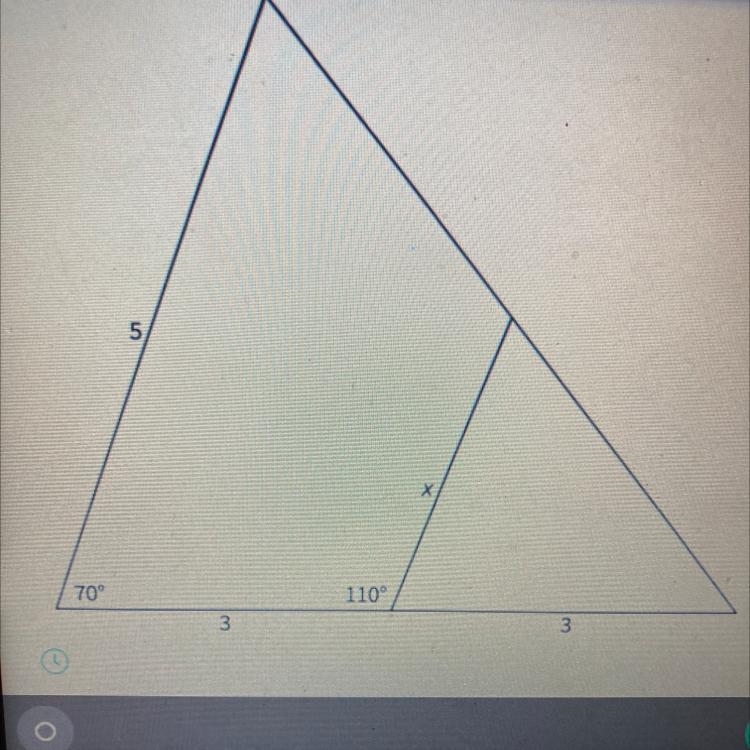 The triangles are similar by the AA similarity postulate. Find the value of x-example-1