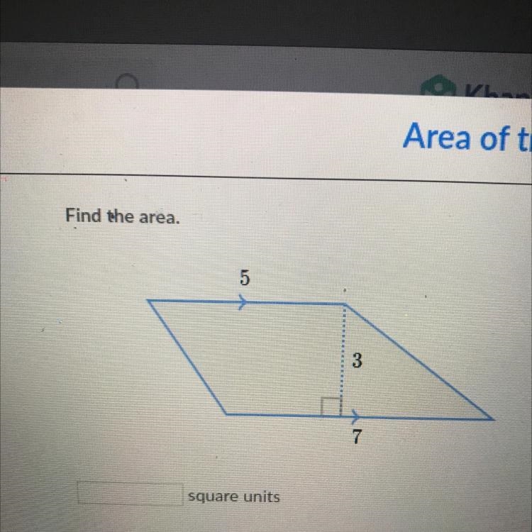 Find the area 5 3 EN square units Stuck? Watch a video or use hint-example-1