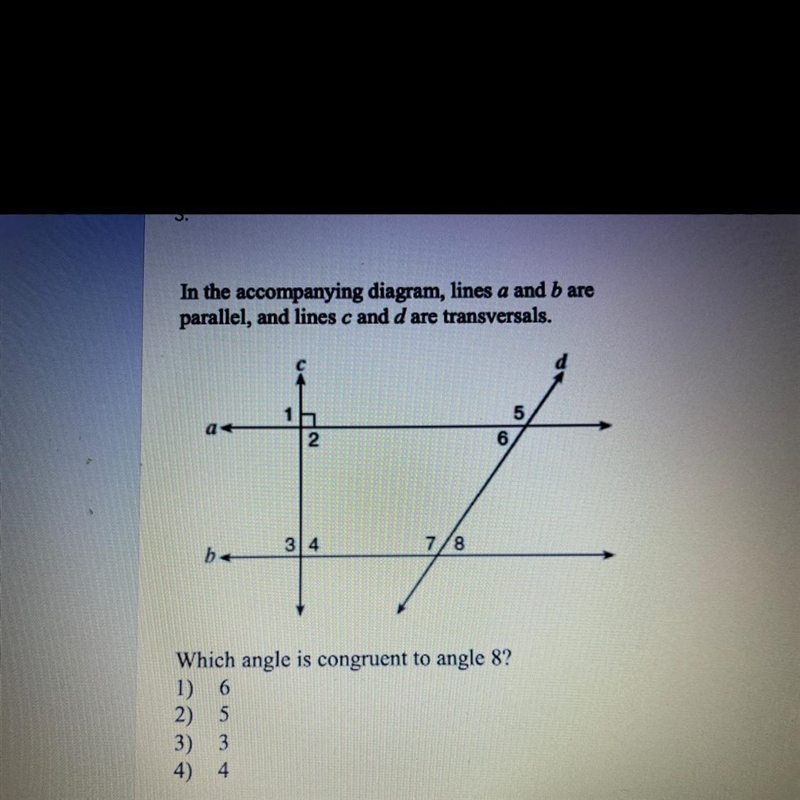 Which angle is congruent to angle 8?-example-1