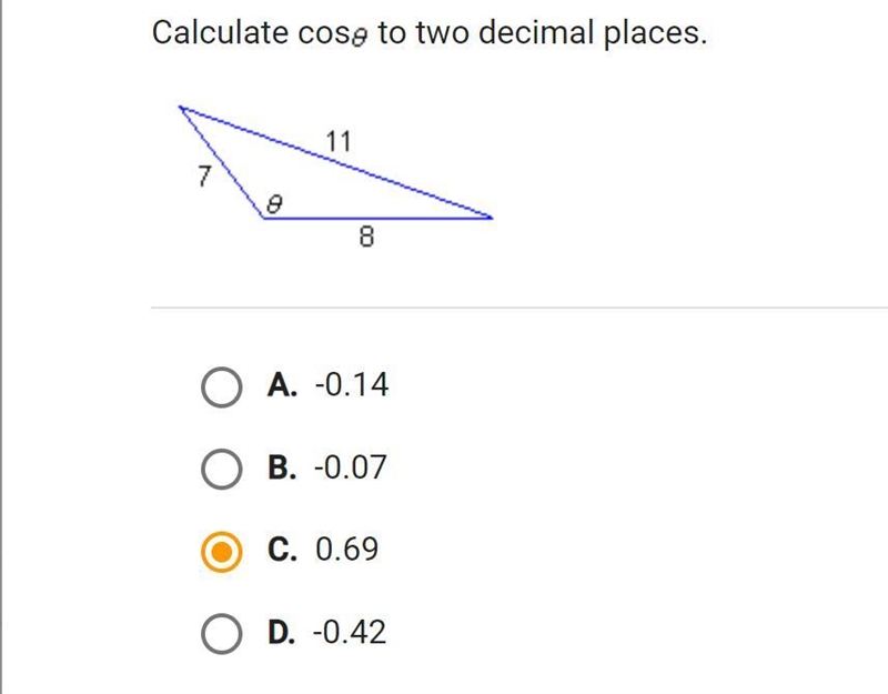 Calculate cos (theta) to two decimal places. PLS HELP ASAP-example-1