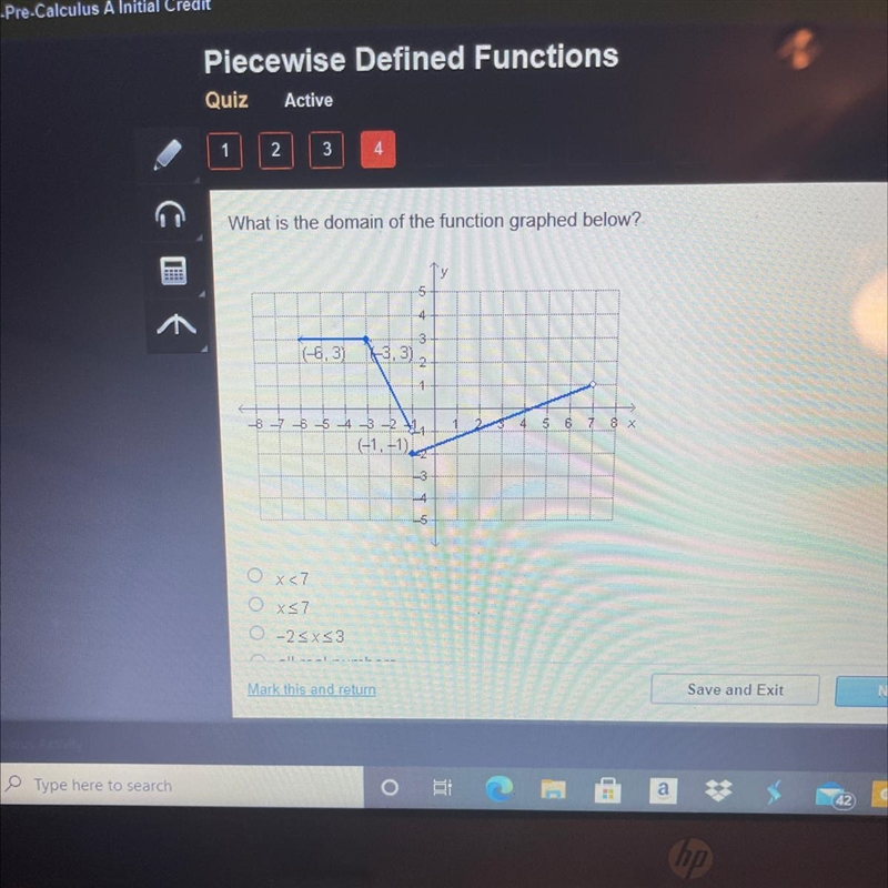 What is the domain of the function graphed below?-example-1