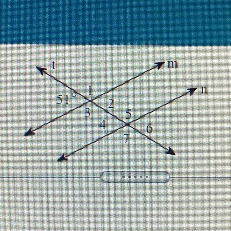 Find the measure of angles 1-7 given that lines m and n are parallel and t is transversal-example-1