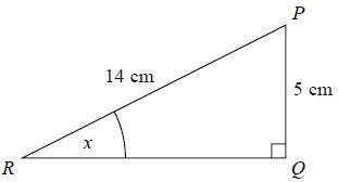 PQR is a right-angled triangle. Work out the size of the angle marked x. Give your-example-1