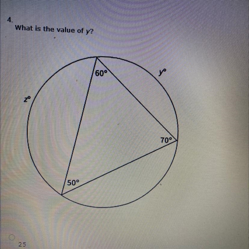 What is the value of y? A.25 B.35 C.100 D.50-example-1