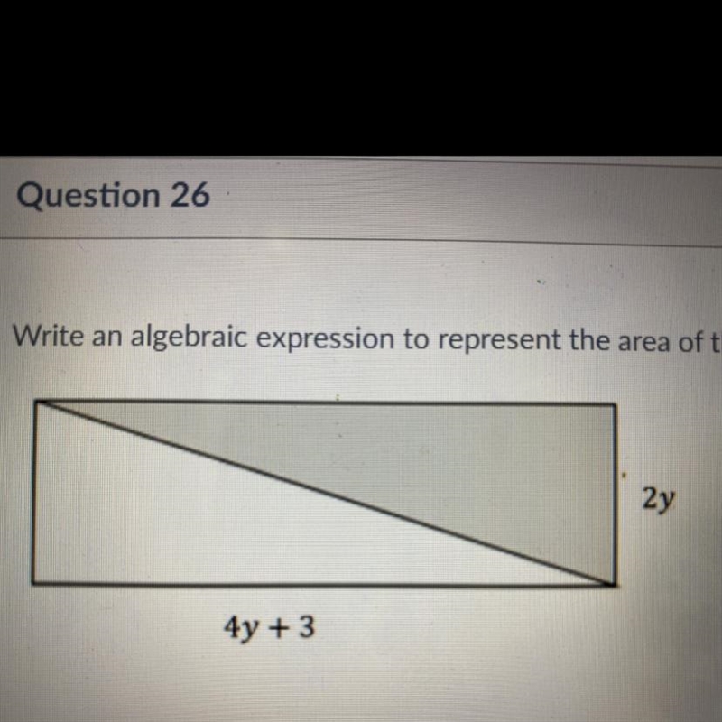 Write an algebraic expression to represent the area of the shaded region.-example-1