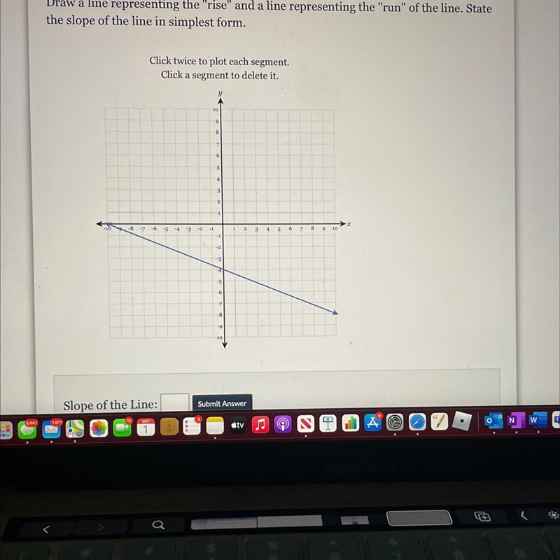 Draw a line representing the "rise" and a line representing the "run-example-1