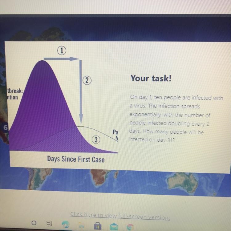 On day 1, ten people are infected with a virus. The infection spreads exponentially-example-1