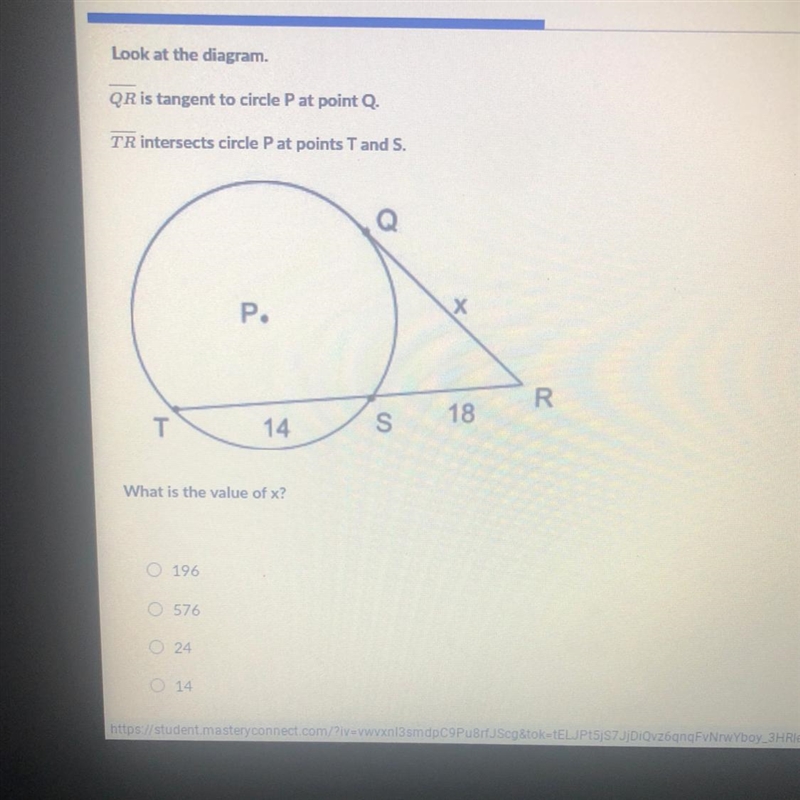 Look at the diagram QR is tanget to circle P at point Q TR imtersects circle P at-example-1