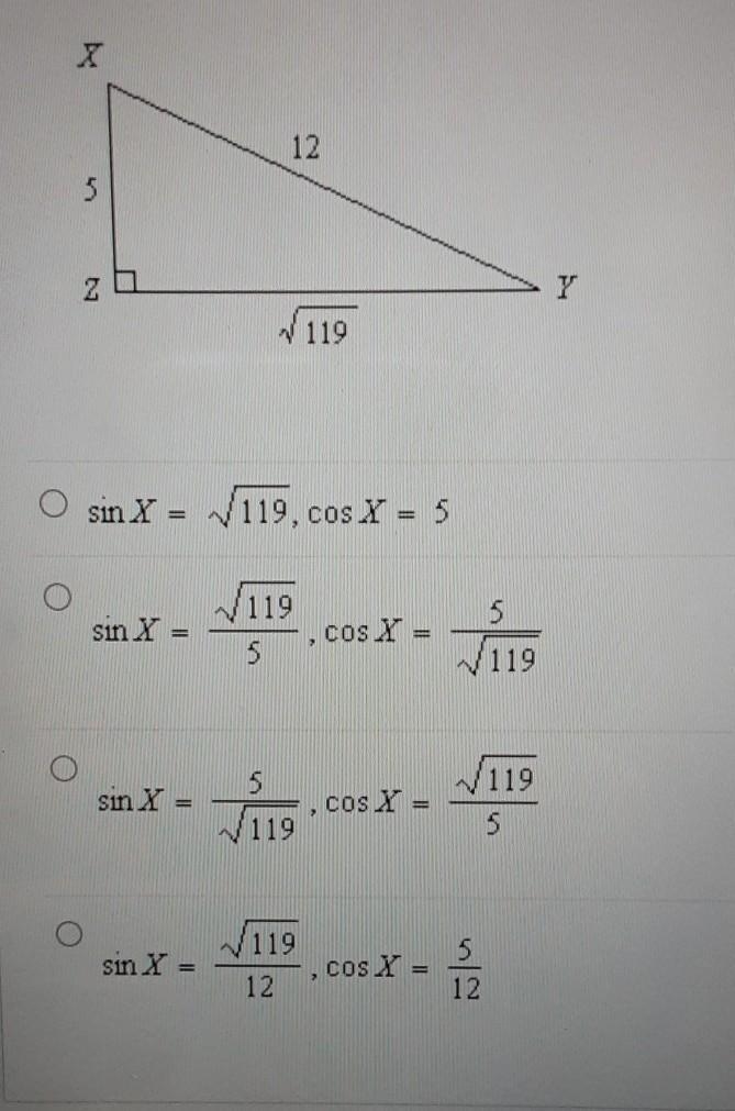 Write the ratios for sin X and cos X.​-example-1