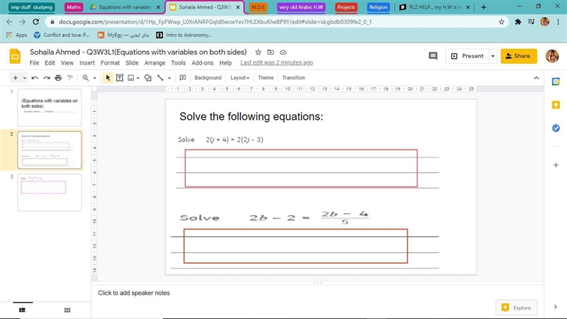 Plz, help if you are an expert at math. his lesson is called "Equations with-example-1