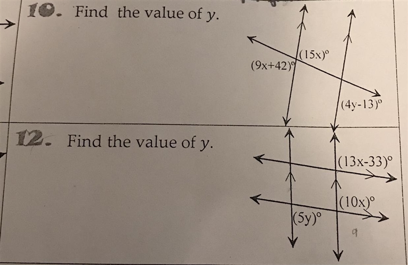 Find the value of y. For 10 and 12-example-1