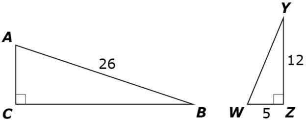 Triangle ABC is similar to triangle WYZ. Determine whether the following statement-example-1