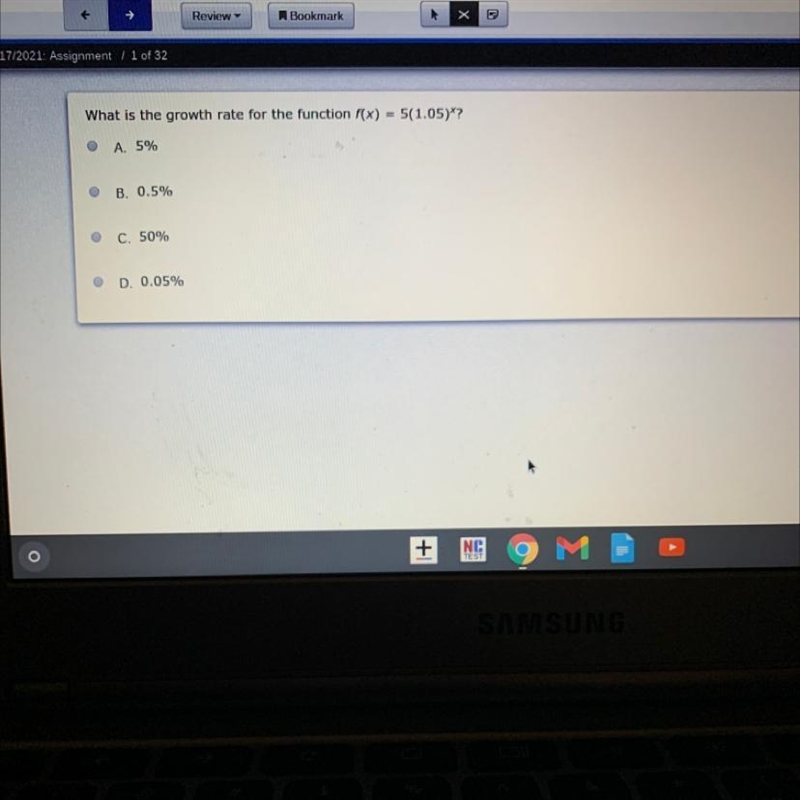 HELP I NEED HELP ASAP A. 5% B. 0.5% C. 50% D. 0.05%-example-1