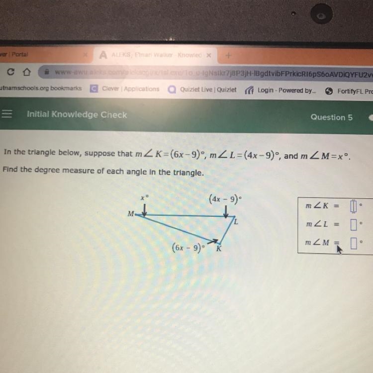 Find the degree measure of each angle in the triangle . plsss hurryyy-example-1