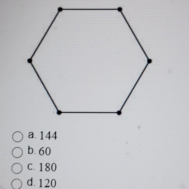 the post for Nancy's gazebo form a regular hexagon what is the measure of the angle-example-1