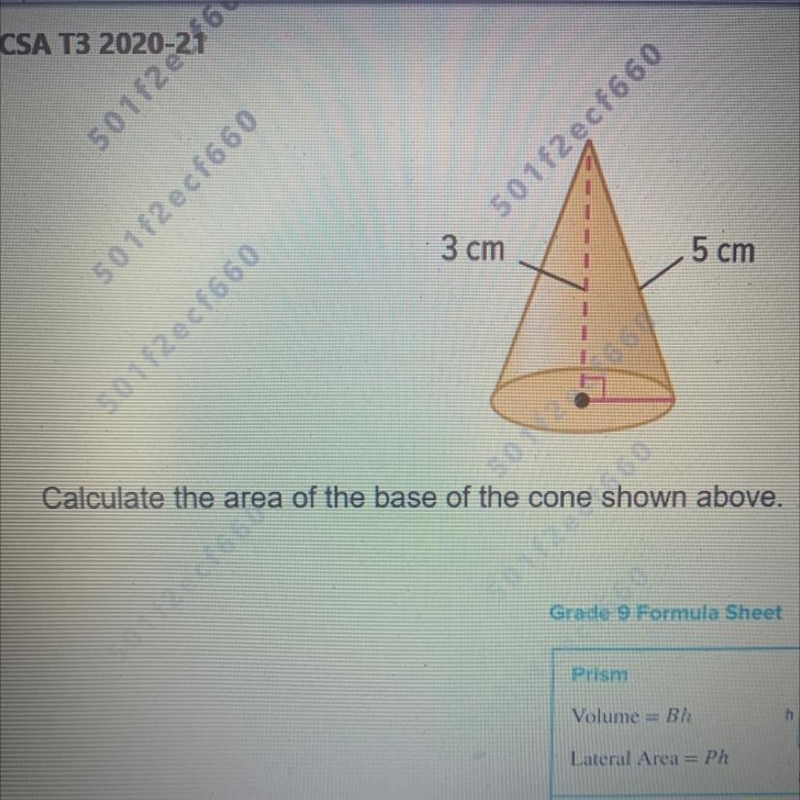 The area of base Of cone shown above-example-1