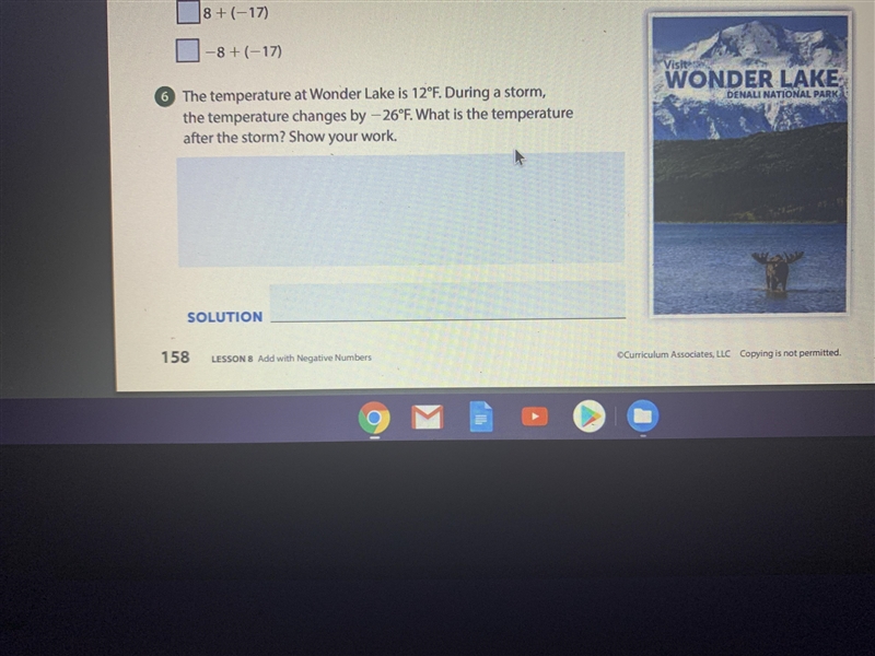 Please help!! the temperature at wonder lake is 12°f. during a storm, the temperature-example-1