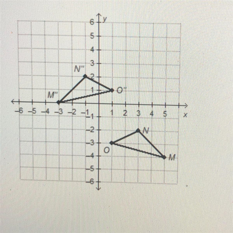 Which sequence of transformations could be used to map triangle MNO onto M”N”O”? O-example-1