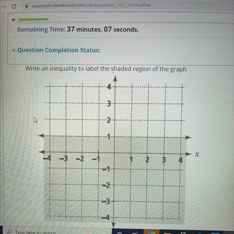 Write an inequality to label the shaded region of the graph -3 2 11 X -3 - 4 - - 1 -2 3 4-example-1