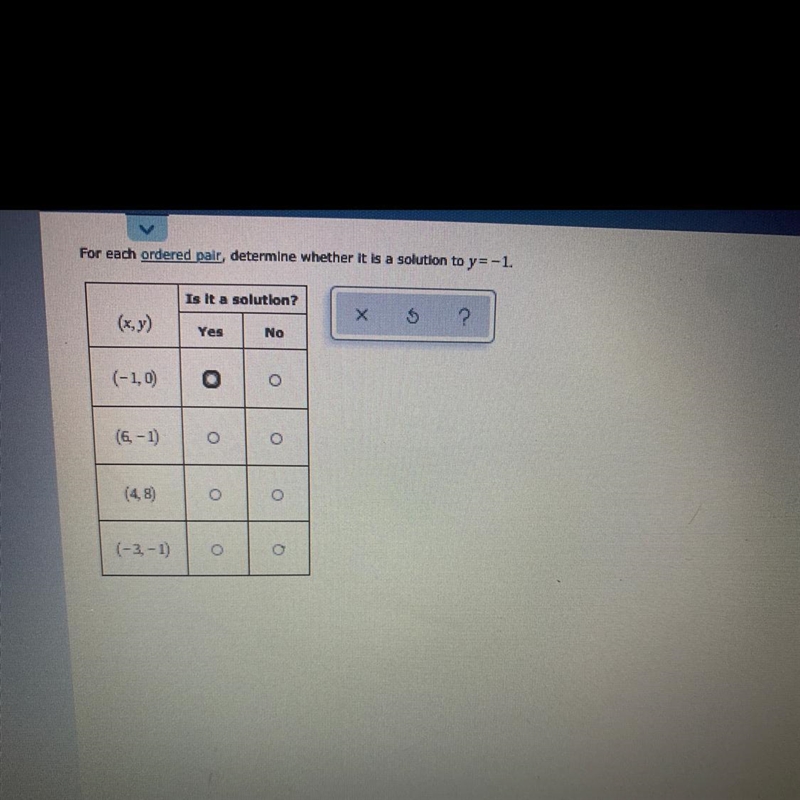 Just go down the row and say yes no yes no in order!you don't have to type the whole-example-1