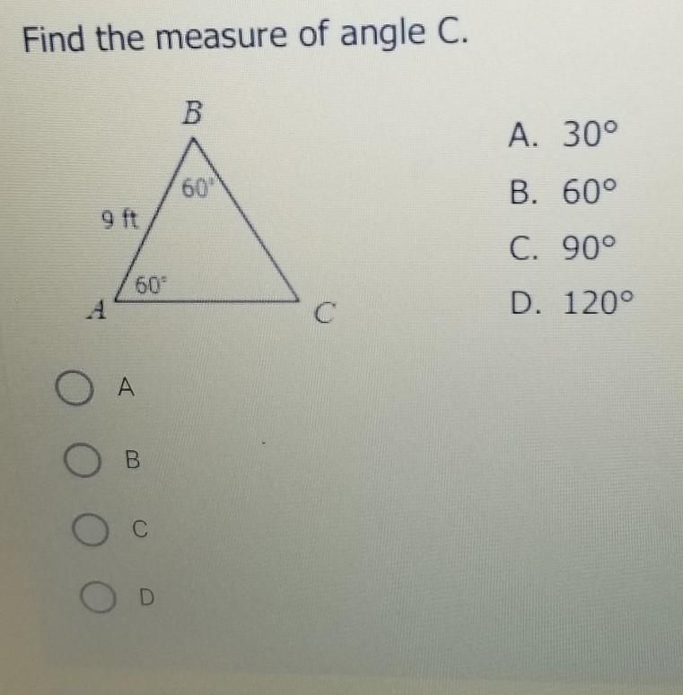 Find the measure of angle C.​-example-1