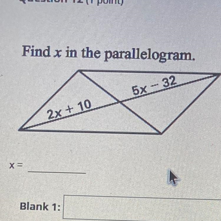 Find x in the parallelogram ?-example-1