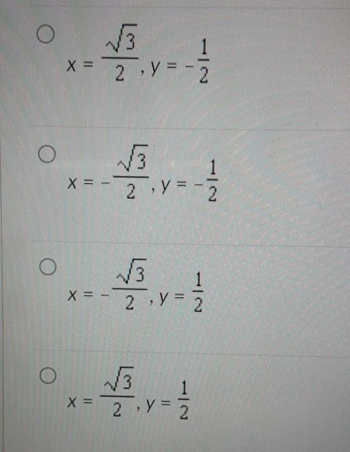 An angle has a measure of 150° and a terminal side that intercepts the unit circle-example-1