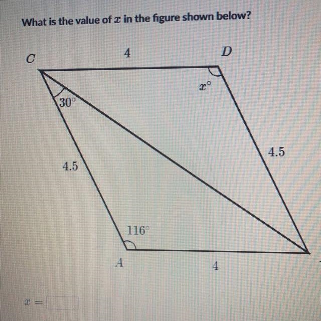 What is the value of or in the figure shown below? с D 30° 4.5 4.5 116 B A-example-1