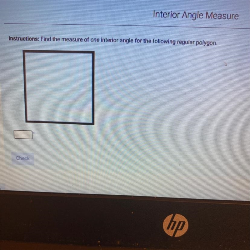 Find the measure of one interior angle for the following regular polygon-example-1