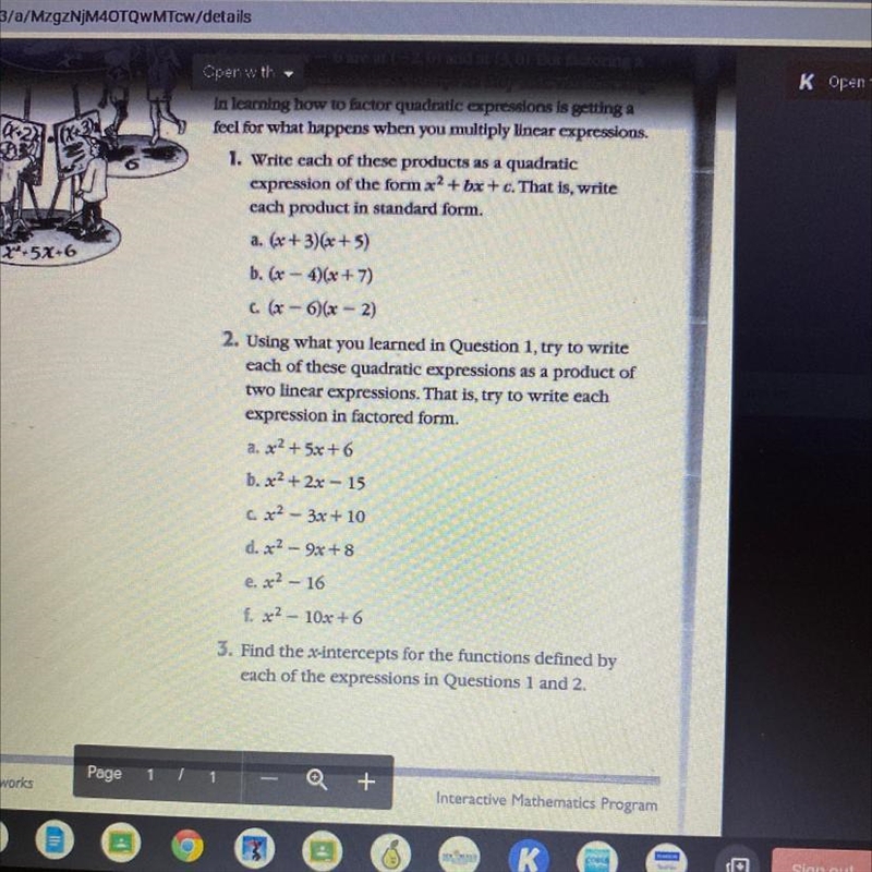 2. Using what you learned in Question 1, try to write each of these quadratic expressions-example-1