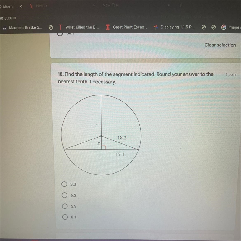 18. Find the length of the segment indicated. Round your answer to the nearest tenth-example-1