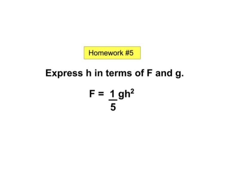 F = 1/5 gh^2 solve for h-example-1