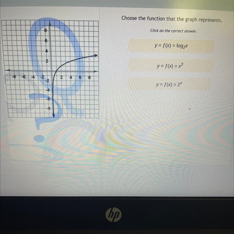 Choose the function that the graph represents. Click on the correct answer. y = f-example-1