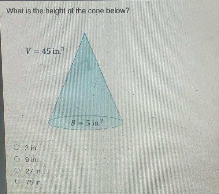 What is the height of the cone below? ​-example-1