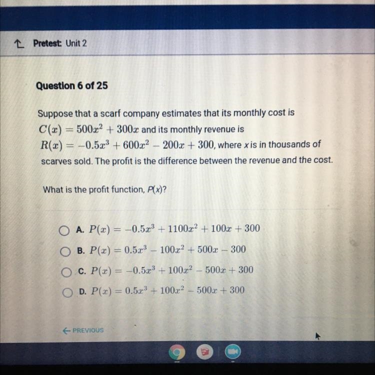 What is the profit function , P(x)-example-1