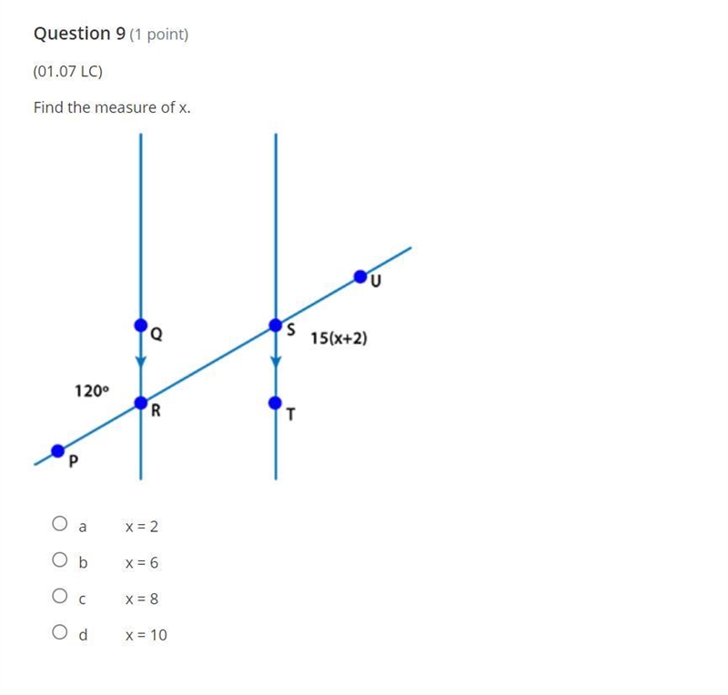 Measure for x please show your work thank you!-example-1