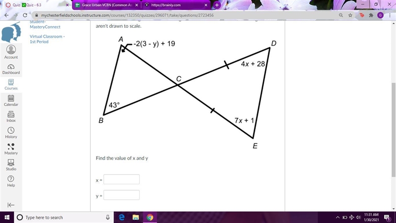 Find the value of x and y.-example-1