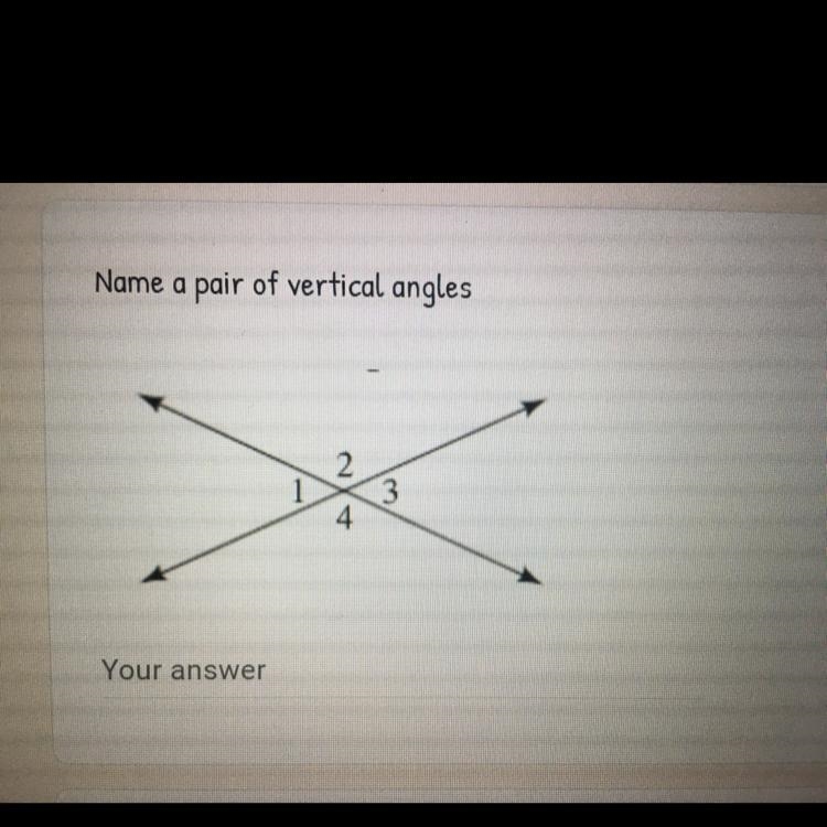 Name a pair of vertical angles-example-1