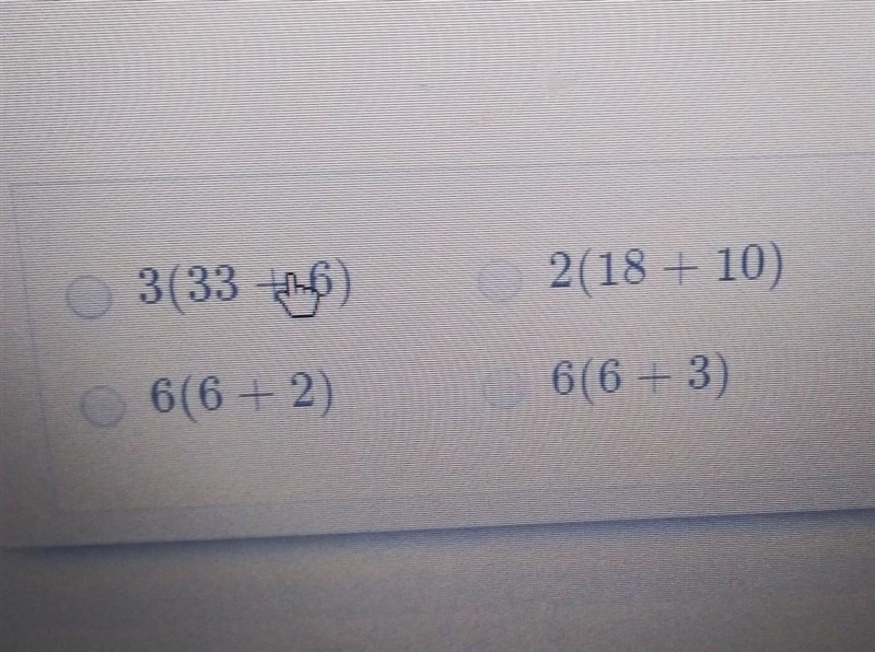 Which expression is equivalent to 36+18 ANSWERS choices are in the picture​-example-1